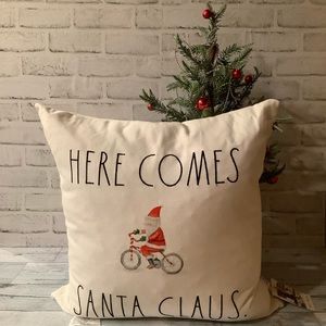 Rae Dunn Here Comes Santa Clause Throw Pillow